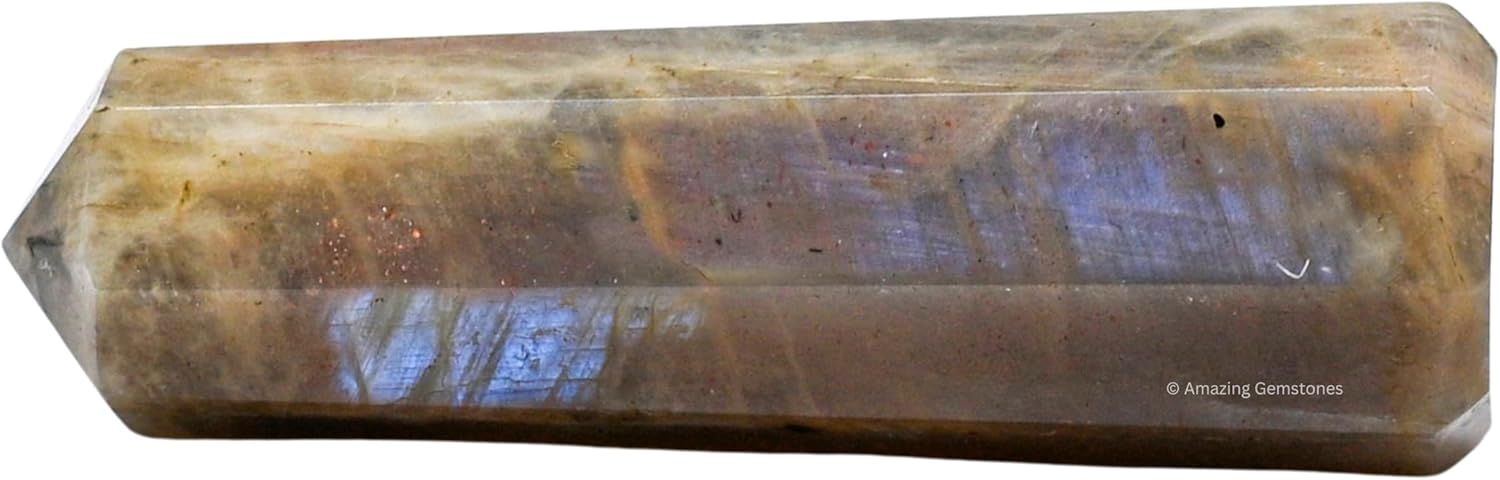 Amazing Gemstone Sun Moonstone Crystal Towers - Natural Healing Crystal Point Obelisk for Reiki Healing and Crystal Grid (2" to 3" Inch)