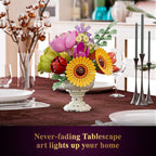 JAKI Artificial Flowers Arrangement Building Sets, 9.8in Botanicals Bouquet Building Kits with Unique Display Stand, for Home Decor, Wedding, Birthday Gift for Adults Girls 18+