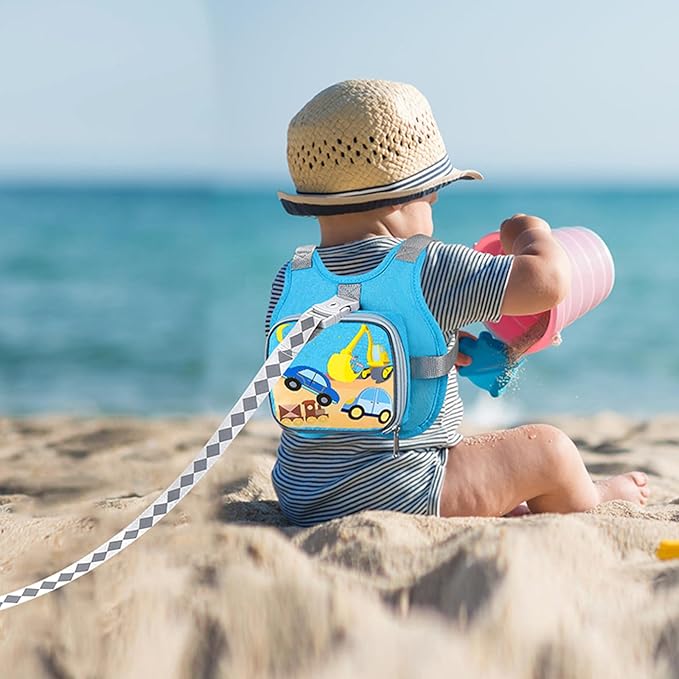 Accmor Toddler Harness Leash + Reflective Anti Lost Wrist Link, Cute Car Kids Harness with Leash, Collapsible Hand Strap Child Walking Restraint Belt Tether Hold Baby Boys Close for Outdoor Travel