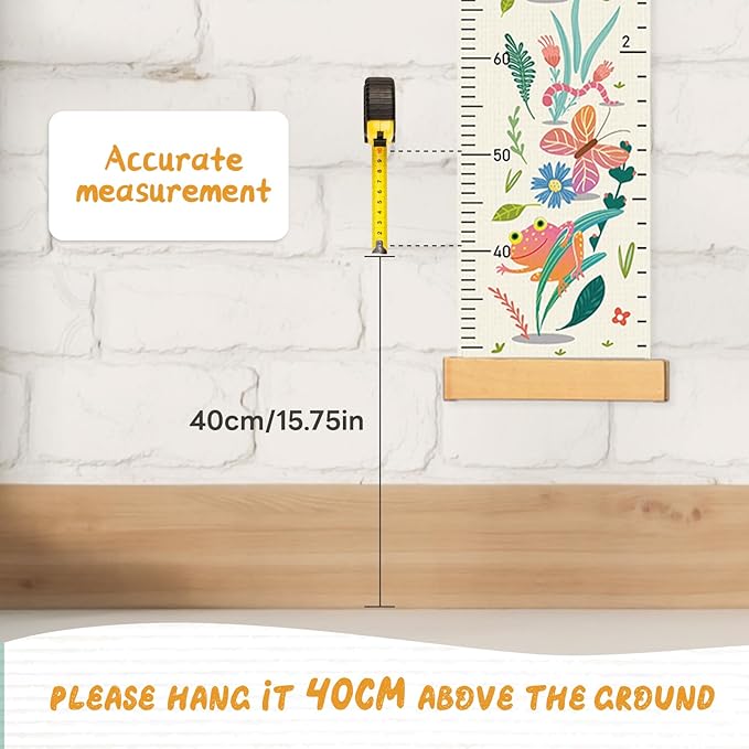 Personalized Name Growth Chart for Wall, Flower Birds Canvas Height Chart for Kids Baby Child Toddler Boys Girls, Canvas&Wood Growth Chart for Wall Room Nursery Decor,Easy Care