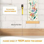 Personalized Name Growth Chart for Wall, Flower Birds Canvas Height Chart for Kids Baby Child Toddler Boys Girls, Canvas&Wood Growth Chart for Wall Room Nursery Decor,Easy Care