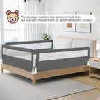 Costzon Bed Rail for Toddlers, 2 PCS Extra Long Swing Down Safety Bed Guards w/Straps for Convertible Crib, Kids Twin, Double, Full Size, Queen & King Bed, Folding Bed Rails for Baby (71-Inch, Gray)