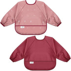 Long Sleeve Baby Bib, Waterproof Fabric, Catch-All Pocket, Baby Smock Bib, Adjustable Sleeves