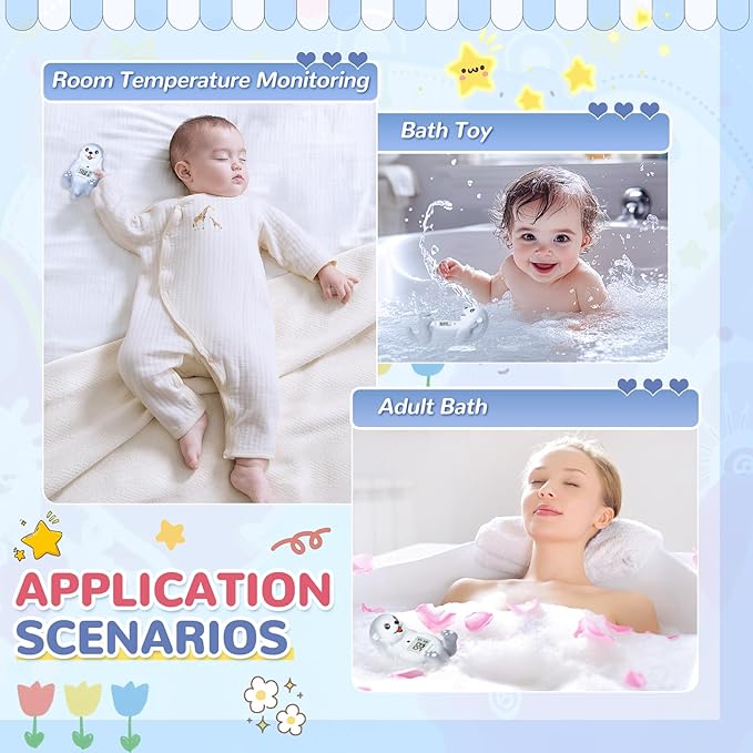 Baby Bath Thermometer - Water Thermometer for Baby Safety - Quick Read Floating Bathtub Toy in Fahrenheit & Celsius - Ideal for Infant, Newborn & Toddler Bath Time