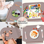 Silicone Placemat for Baby, Silicone Baby Toddlers Non-Slip Tablemats Stain Resistant Anti-Skid Reusable Dishwasher Safe Table Mats, Portable Food Mat Travel (2Pack, Gary)