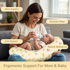 Nursing Pillow, Breastfeeding Pillow with Removable Cover, Ergonomic Breast Feeding Pillow, Baby Feeding Support Cushion for Mom Easier Breastfeeding- Original Size/Animal Yellow