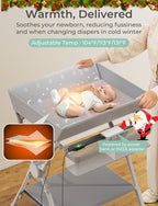 Baby Changing Table, Folding Changing Table with Heating Function, Waterproof Diaper Changing Station with Adjustable Height, 2 Drawers, Portable Baby Changing Station for Infant, Nursery, Newborn