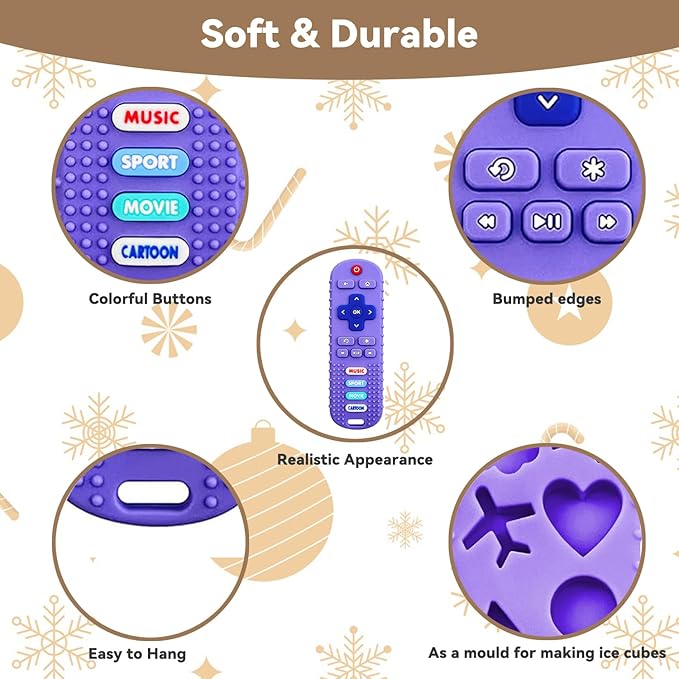 3 Pack Baby Teething Toys&Remote Control Toy, Baby Chew Toys for Teething Relief, Food Grade Silicone Teethers for Babies 3-24 Months, Ideal Boy Girl Birthday Christmas Gift(Pink&Khaki&Purple)
