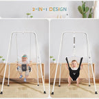 2 in 1 Baby Jumper with Toddler Swing, Baby Jumpers and Bouncers,Indoor Outdoor Toddler Swing Set, Cotton, White