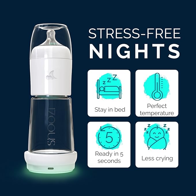 Set of 2 – Baby Night Bottle with Bottle Warmer – Baby Bottle with Integrated Formula Dispenser in The Bottle for Stress-Free Night Feedings (2 Bottles per Night)