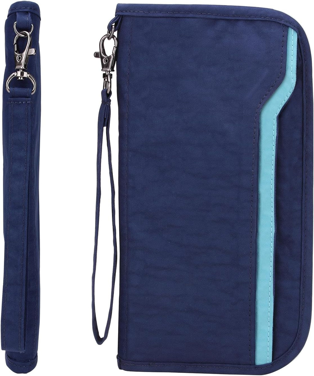 ZOPPEN Passport Holder Family RFID Passport Wallet, Passport Holder Women/Men, Travel Wallet Documents Organizer Zipper Case with Removable Wristlet Strap, Travel Essentials for Flying