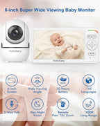 HelloBaby Baby Monitor with 2 Cameras, World First 6" IPS Split Screen, Display and Double Cameras, No WiFi, 30H Battery, 2-Way Audio, Pan-Tilt-Zoom, VOX Mode, Night Vision, 8 Lullabies, 1000ft Range