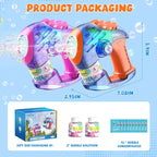 EagleStone 2 Bubble Guns for Toddlers, Kids Bubble Machine Gun, Twist Knob, LED Lights,2 Refill Solutions,10 Concentrate Bubble Blaster for Party Favor, Summer, Outdoor, Easter Basket, Birthday Gift