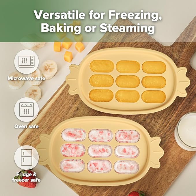 Haakaa Baby Popsicle Mold - Baby Food Maker & Breastmilk Teething Freezer Tray - BPA Free Silicone-Yellow