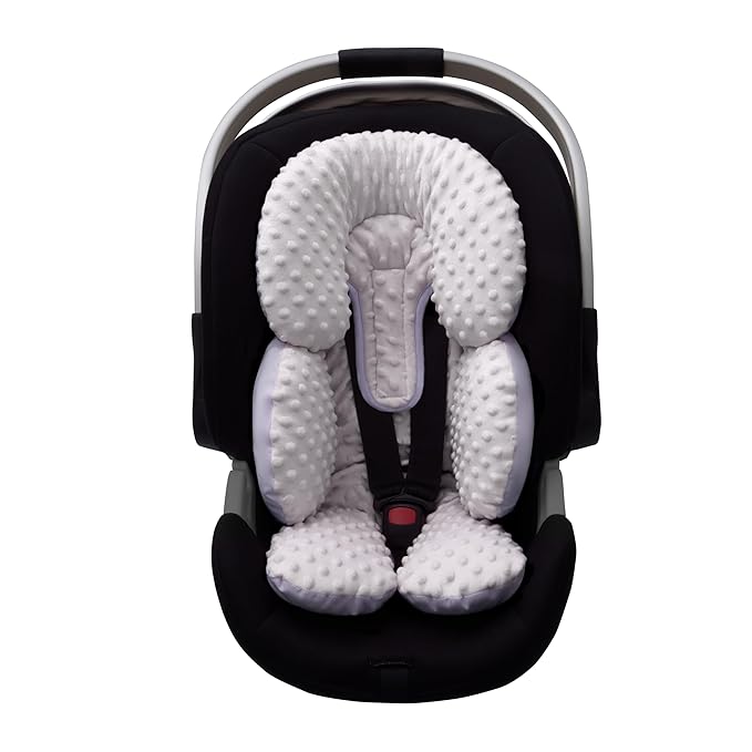 Pro Goleem Infant Car Seat Head Neck Body Support, Ultra-Soft Minky and Microfiber Newborn Car Seat Insert, Perfect for Car Seat, Stroller, 2-in-1 Reversible, for Boys and Girls, Gray
