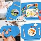Silicone Placemat for Baby, Silicone Baby Toddlers Non-Slip Tablemats Stain Resistant Anti-Skid Reusable Dishwasher Safe Table Mats, Portable Food Mat Travel (Blue/Baby Blue)