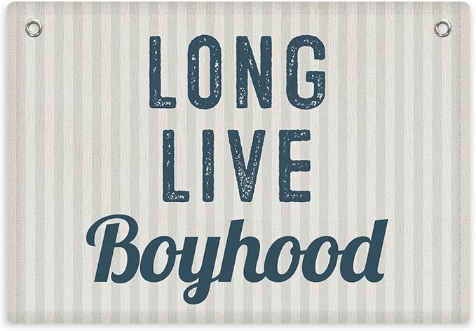 Toddler Boy Room Decor, Long Live Boyhood Banner, Boys Room Wall Decor, Banner Flag, 28.520 inches, Blue