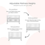 dadada Austin 3-in-1 Convertible Crib to Toddler Bed & Daybed - Made in Italy, GREENGUARD Gold Certified, Baby-Safe Finish, Sustainable Beech Wood, Modern Design, 3 Adjustable Heights (White)