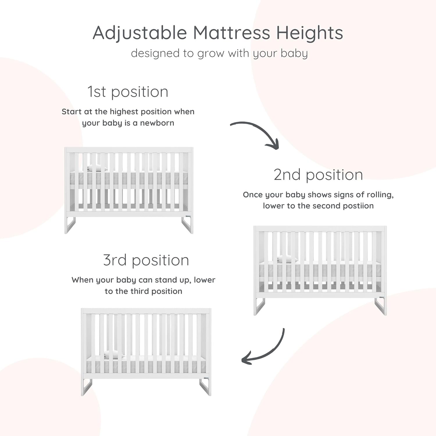 dadada Austin 3-in-1 Convertible Crib to Toddler Bed & Daybed - Made in Italy, GREENGUARD Gold Certified, Baby-Safe Finish, Sustainable Beech Wood, Modern Design, 3 Adjustable Heights (White)