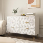 White Dresser for Bedroom,Modern 6 Drawer Dresser with Gold Handle and Leg,Wide Storage Chest of Drawers,Wood Dresser Bedroom Furniture,TV Dresser for Living Room
