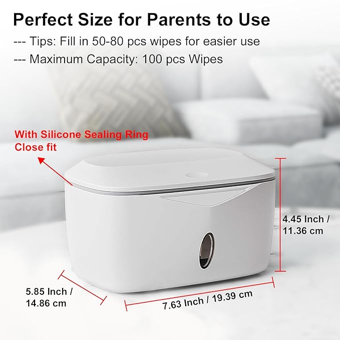 Wipes Dispenser with Weighted Plate, X2 PRO, Seposeve Perfect Pull Baby Wipe Holder, Refillable Wipe Container, Keeps Wipes Fresh, One-Handed Operation. Non-Slip, Easy Open/Close Wipes Case, Grey