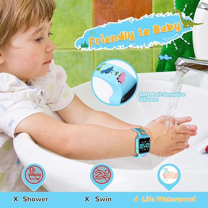 Potty Training Watch for Toddlers & Kids with Countdown, Flashing Lights, Fun Music or Vibration Alerts - Waterproof Interactive Toilet Training Reminder for Boys & Girls Ages 2-9