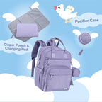iniuniu Diaper Bag Backpack, 4 in 1 kit Large Unisex Baby Bags for Boys Girls, Waterproof Travel Back Pack with Diaper Pouch