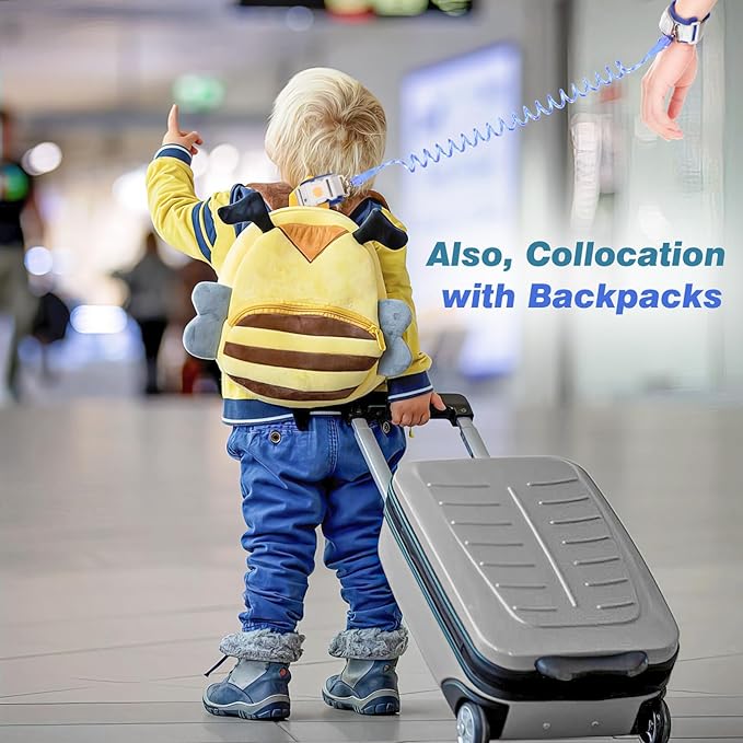 Zooawa Toddler Leash 2Pack, Toddler Kids Harness Anti Lost Wrist Link with Magnetic Lock, Reflective Safety Walking Harness Wristband Leashes for 2,3,4 Years Old Boys Girls, Blue+Gray