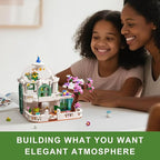 Botanical Garden Building Set, Flower Glass House Building Block Set with Luminous - 732 PCS Greenhouse Buiding Toy with Flowers Potted Plants Bunny Animals Model Xmas Gift for Adults Teens