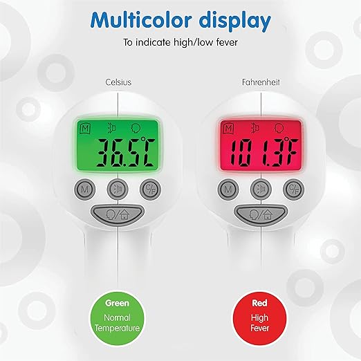 Elepho eTherm Pro Medical Quality Non-Contact IR Forehead Thermometer for Family or Office Use. Instant Body, Object, or Liquid Readings. Large LCD Display. 32 Memory Readings