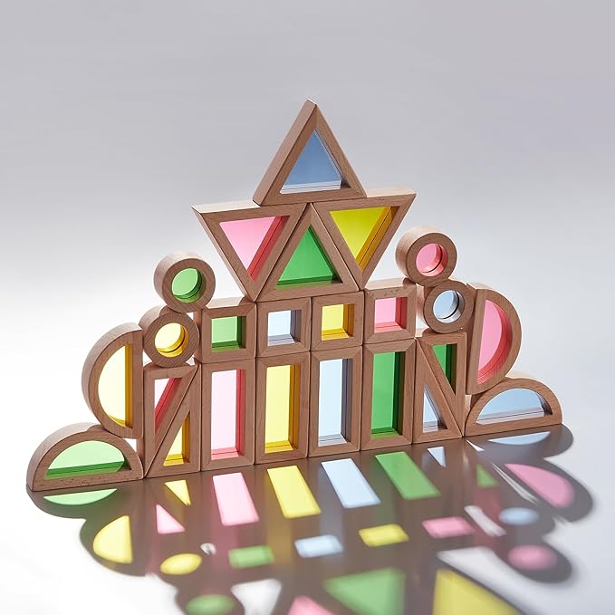 Rainbow Acrylic Stacking Blocks - 24PCS Montessori Toy & Decor for Toddler Gift for Endless Fun!