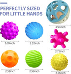 Sensory Toys for Babies, Montessori Textured Baby Balls and Wheat Straw Rattle, Baby Toys for 6-12 Months, Ideal Newborn Gifts for Boys and Girls, Toddler Toys for 1-3
