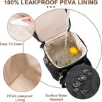 Breastmilk Cooler Bag with Ice Pack Fits 6 Baby Bottles Up to 9 Ounce, Expandable Double-Layer Leak-Proof Cooler Bag with Shoulder Strap for Nursing & Working Mom, Black