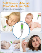 Digital Thermometer for Adults and Kids, 8s Fast Reading Baby Oral Thermometer with 3 Colors Backlit, °C/°F Switchable, Fever Alarm, Medical Basal Thermometer for Oral, Rectal, Underarm