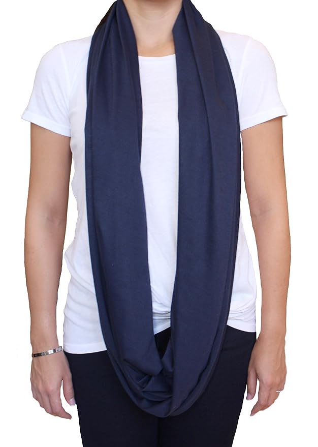LK Baby 2pk Infinity Nursing Scarf Breastfeeding Cover Ultra Soft (Grey/Navy)