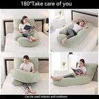 Pregnancy Pillow J-Shaped Full Body Pillow, 59 inch Cool Fabric Easy to Remove and Wash, Support Pregnant Women's Backs Legs and HIPS, Improve Sleep,Pregnancy Pillow for Women ，Pea Green