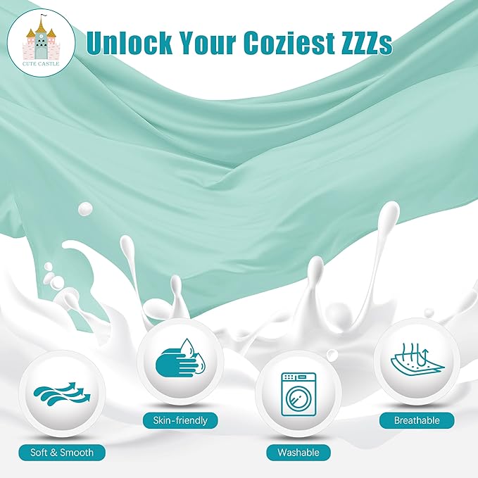 Cute Castle Pregnancy Pillows, Soft U-Shape Maternity Pillow with Removable Cover - Full Body Pillows for Adults Sleeping - Pregnancy Must Haves - Jumbo 57 Inch - Turquoise