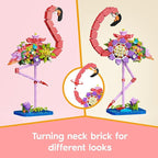 Pink Flamingo Flower Bouquet Building Set, Compatible with Lego Animal Botanical Collection – Creative Flamingo & Flower with Posable Neck and Legs, Home Decor Toy for Adult, Kids, & Flower Lovers