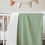 Baby Blankets for Boys Girls, Soft Nursery Minky Blankets with Muslin and Dotted Fleece Back 30x40 inches, Receiving Bed Quilt for Newborn, Infants, Toddlers (Green)