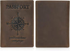 Polare Luxury RFID Blocking Leather Passport Holder Travel Wallet For Men and Women (Dark Brown Compass)