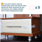 Baby Safety Locks - Maveek 8 Pack Child Proofing Lock For Drawers Doors Cupboard Dresser Door Closet Toilet Seat Oven Refrigerator, Adjustable Transparent Latches, 9 Pcs Extra Adhesive Pads