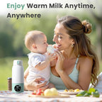 Portable Milk Warmer for Travel, 17oz Large Capacity Bottle, Fast Breastmilk Water Warmer On The Go with LCD Display, 98-158°F Temperature Adjustment, for Vehicle, Car, Airplane Journey