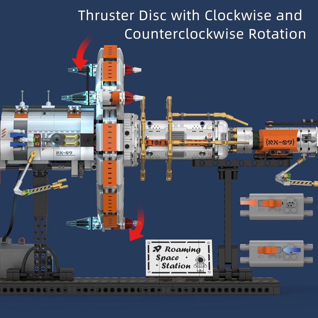 Space Station Spaceship Building Block Set with Motor & LED Lights, Space Exploration Model Building Kits with Display Stand, STEM Engineering Gift for Kids,Adults and Space Fans (1583 PCS)