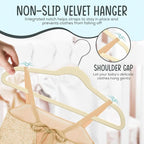 25 Premium Kids Velvet Hangers - 14" Non-Slip Clothes Hangers for Kids & Preteens - Ultra Slim, Space-Saving, Strong & Durable Hangers with 360° Swivel Hook - Beige