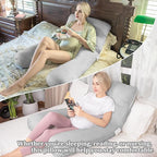 Chilling Home Pregnancy Pillow, 55in Pregnancy Pillows for Sleeping, U Shape Body Pillows for Adults, Maternity Pillow for Pregnant Women, with Grey Jersey Cotton Removable Cover