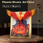 JMBricklayer Phoenix Nirvana Building Block Sets for Adults with LED Lights, Wall Art Crafts Painting Frame Building Set Magic Fire Phoenix Collection Model Bird Toy Gift Room Home Office Decor