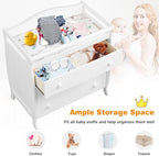 Costzon 3-Drawer Changing Table, Infant Diaper Changing Station with Drawers, Safety Rails & Strap, Baby Changing Table Dresser for Nursery, Easy Assembly (White)