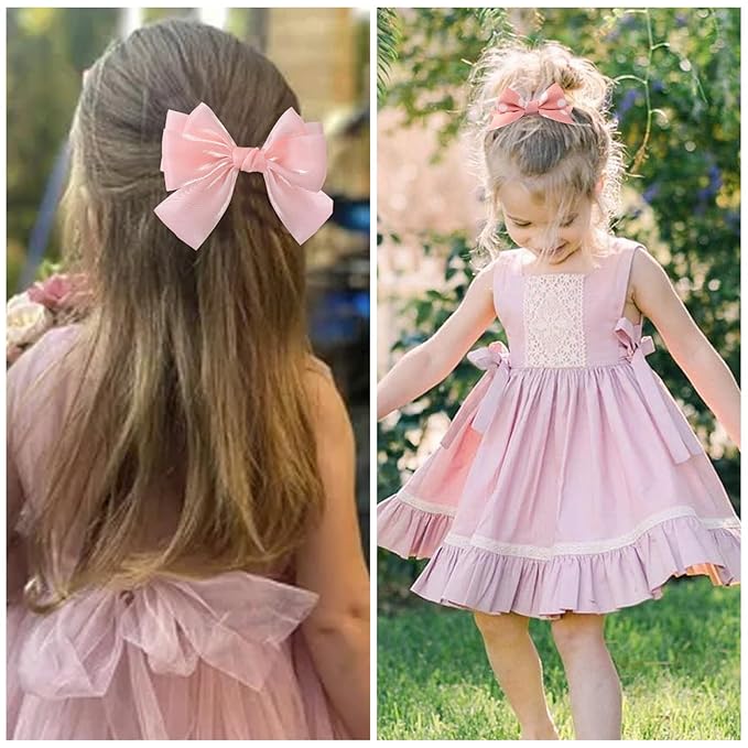 18pcs Pink Hair Bows for Baby Girls,Toddler Girls and Teen Girls.Alligator Hair Clips,Hair Barrettes,Hair Ties,Snap Clip Hairpins.Handmade Hair Accessories Gift Set