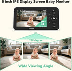 Video Baby Monitor with Camera and Audio,5'' Screen,720P,No Wifi or Free App Mode,Pan-Tilt-Zoom,Lullabies,Feeding Remind,Night Vision,VOX/ECO,2-Way Talk,1500ft Long Range,Easy Setup,30H Battery
