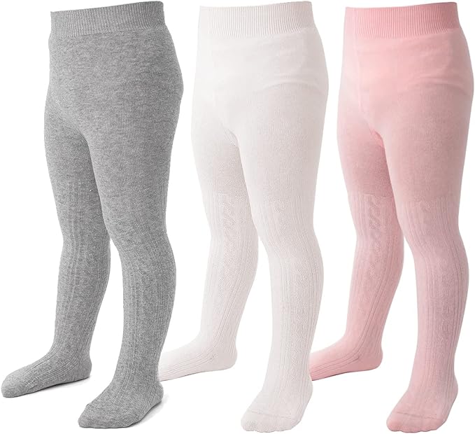 Marchare Baby Girls Tights Thick Solid Cable Knit Leggings Winter Warm Stockings For Toddler Girls 1/2/3/4/5 Pack